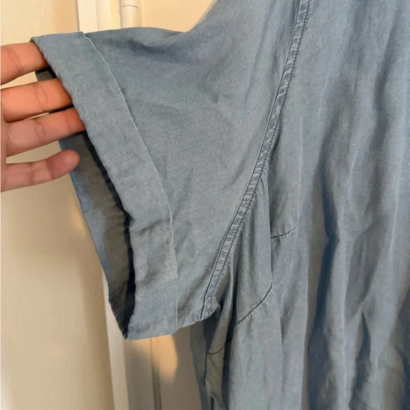 Terra & Sky Size 3X Light Blue Button Down Lyocell Shirt - Picture 3 of 5